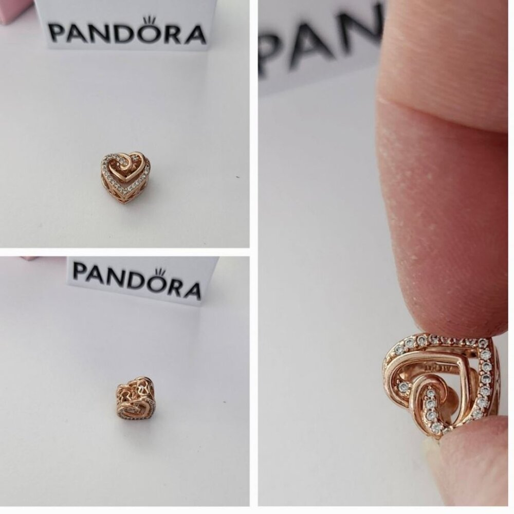 Authentic Pandora Rose gold heart with clear CZ NEW